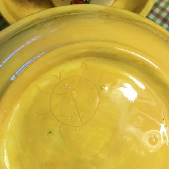 Handmade Ceramic Mug & Saucer w/Unique Design Hand-painted Bugs~Flowers~Bees - Picture 9 of 12